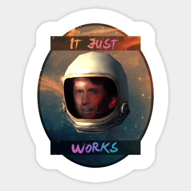 Todd Howard in Space just works Sticker by Roxyn